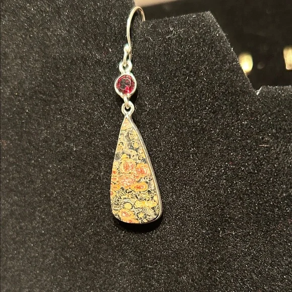 Leopard skin jasper earrings 925 - Picture 2 of 7